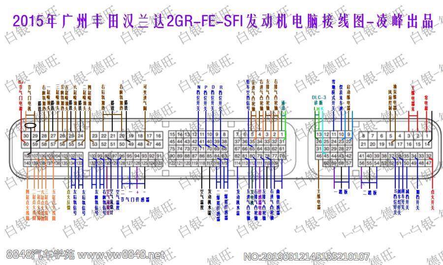 2015年广州丰田汉兰达2GR-FE-SFI发动机电脑接线图